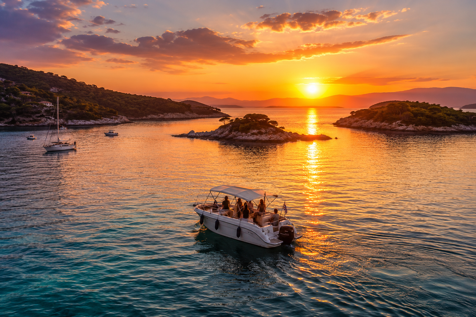 Snorkeling in clear turquoise waters near the small islets of Sivota, Greece