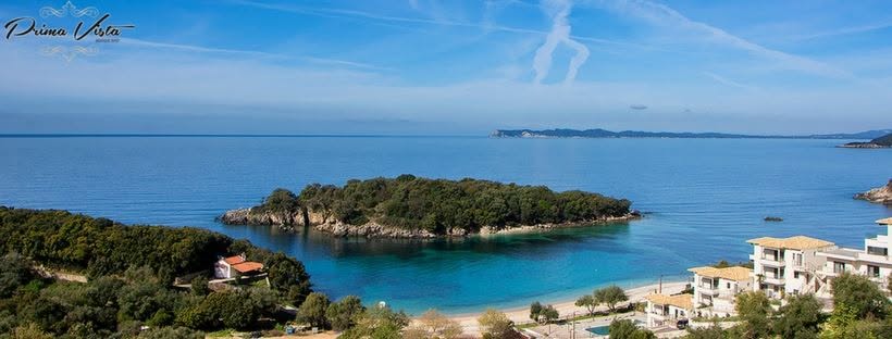 Sea view from Prima Vista Beachfront Boutique Hotel & Spa above Agia Paraskevi Beach near Sivota, Greece